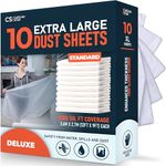 CS 10 Pack Extra Large Plastic Dust Sheets for Decorating 3.6 x 2.7m, Dust Sheet for Painting & Furniture, Plastic Sheet-Plastic Sheeting-Dust Sheets for Painting-Polythene Sheeting