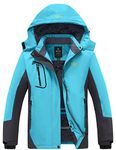 Wantdo Ladies Winter Jacket Waterproof Outdoor Winter Jacket with Removable Hood Black 2XL