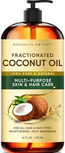 Brooklyn Botany Fractionated Coconut Oil | 16 Fl Oz | Hair | Face | Body | 100% Pure and Natural | Carrier Oil | Aromatherapy | Massage | Ayurvedic Hair Care | Hexane-Free