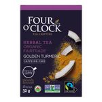 Four O'Clock Organic Fairtrade Herbal Tea Golden Turmeric, Non-GMO, Kosher, Gluten-Free, 16 Count, 32g