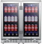 EdgeStar CBR902SGDUAL 30 Inch Wide 160 Can Built-In Side by Side Beverage Cooler with Blue LED Lighting