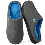 LongBay Men's Memory Foam Slippers Slip On Warm Fluffy House Shoes Blue, 8