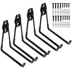 Heavy Duty Garage Storage Utility Double Hooks,Extended Wall Mount Tool Holder Organizer for Ladders,Bike,Chair (4 Pack Black 7.5" Large U Hook)