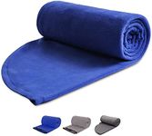 REDCAMP Fleece Sleeping Bag Liner with Hood, Great for Adult Warm or Cold Weather, 87" Long Full Sized Zipper Camping Blanket for Outdoor, Blue