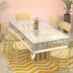 Kuber Industries PVC Transparent Table Cover 6 seater | Table Protector Sheet | Waterproof and Dustproof | White Lace Transparent Table Cloth | Dining Table Cover | 90x60 Inch | White