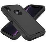 for iPhone XR Case, Heavy Duty Defender Case Dustproof Shockproof Protection 3 in 1 Rugged Cover for iPhone XR 6.1 inch