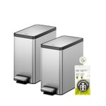 EKO Slim Small Bathroom Trash Can with Lid, Stainless Steel Kitchen Garbage Can with Removable Inner Bucket, 6L / 1.6 Gal 2 Pack Step On Trash Can Combo
