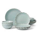 Lenox French Perle Scallop Ice Blue 12Pc Dinnerware Set, 17.70, White