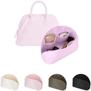 Handmade Purse Organizer for Hermes Bolide 45 Bag, KINGS IN BAG Satin Bag Organizer Insert Fits Bolide 45, Portable Bag Insert with Multiple Pockets for Storage Items(Mauve Sylvestre, Bolide 45)