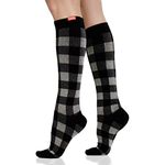 VIM & VIGR 20-30 mmHg Medical Grade Compression Socks for Women & Men (Heathered Grey Montana Plaid, L/XL)