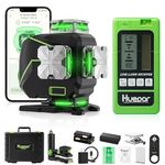 Huepar 16 Lines Self-Leveling Laser Level 4x360°Cross Line with Receiver - LCD Screen, 4D Bluetooth Green Beam Tiling Floor Laser Tool, 360°Horizontal/Vertical Laser Kit -Remote Control S04-5RG