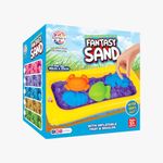 RATNA'S Fantasy Sand 500 Grams Blue Colour with Inflatable Tray, 1 Big Mould, 6 Small Moulds & 1 Toy Plastic Knife | Smooth, Non Sticky Kinetic Sand Set for Kids