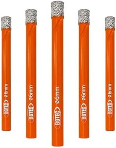 Dry Diamond Drill Bit Set,BGTEC 5pcs 1/4" 6mm Hole Saw for Granite,Marble,Masonry, Concrete, Tile/Ceramic, Glass, Hard Plastic,Vacuum Brazed Diamond Core Drill Bit Kit