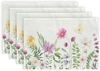 ARKENY Spring Flowers Butterfly Placemats 18x12 Inches Set of 4, Floral Farmhouse Seasonal Indoor Outdoor Anniversary Table Mats Decoration for Home