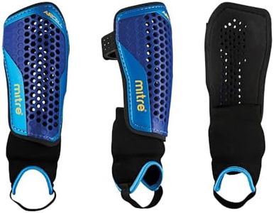 Mitre Aircell Parastinchi da calcio, protezione per caviglie, traspiranti, leggeri, nero/blu/giallo, taglia L