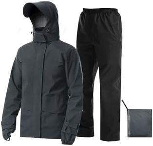 iCreek Rain Suit Waterproof Breathable Lightweight 2-Piece Rain Gear Unisex(XXL, Dark Grey)