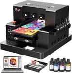 DXZ A3 UV Printer with Laptop,Automatic L805 UV Flatbed Cylinder Printer with Varnish 100% Transfer Rate for Phone Case,Acrylic,Metal,Leather,Golf,Bottle,2-Year Ink Included