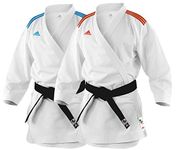 adidas Karate Gi Adult Suit WKF Approved 4.5oz Uniform Lightweight Kumite Adizero Blue Red Stripes