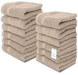 White Classic Luxury Washcloths for Bathroom-Hotel-Spa-Kitchen-Set - Circlet Egyptian Cotton - Highly Absorbent Hotel Quality Face Towels - Bulk Set of 12-13x13 Inch (Taupe)