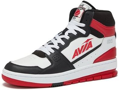 Avia 821 High Top Sneakers for Men, Indoor or Outdoor Mens Basketball Shoes - Black/Red/White Trim, 8 Medium