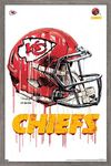 Trends International NFL Kansas City Chiefs - Drip Helmet 20 Wall Poster, Barnwood Framed Version, 22.375" x 34"