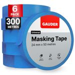 GAUDER Painters Tape (24 mm x 50 m) | 6x Blue Masking Tape for Renovation Work, DIY & more | Painting Tape for Painting, Varnishing, Lacquering