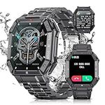 LIGE Military Smart Watches for Men,5ATM Waterproof Outdoors Sport Tactics Fitness Activity Tracker Watch, 1.85'' HD Heart Rate Sleep Monitor SmartWatches Compatible with iOS and Android