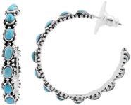 Turquoise Hoop Earrings for Women in 925 Sterling Silver Beach Boho Western Earrings Turquoise Jewelry Birthday Mothers Day Gifts