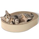 ComSaf Cat Scratching Board - Cat Scratcher for Indoor Cats, Cardboard Cat Scratch Pad Oval Cat Scratcher Bed for Kitten, Durable Cat Scratcher Bowl Circle, Furniture Protector from Cat Claws