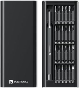 Portronics Bit Box,24-in-1 Screwdriver Kit,Compact,Durable,and Travel-Friendly Tool Kit with a Magnetic Bit Holder,Perfect for Household&Auto Repair (Black)