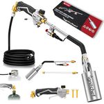 Propane Torch Weed Burner Heavy Duty - 340,000 BTU Weed Torch with 2 Extension Modes, Piezo Trigger(Self Igniting)&12.5ft Hose, Multi-Fuel Compatible(1lb-100lb) for Weeds, Ice Melting, Roofing