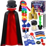 Heyzeibo Magic Kit, Magic Set with Instructions for Each Trick for Kids Ages 6 7 8 9 10 11 12, Magician Costume for Pretend Play, Boys & Girls