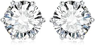 JewelryPalace Round Cut 5mm 1ct Moissanite Solitaire Stud Earrings for Women, 925 Sterling Silver Earrings for Her, Classic Simulated Diamond Earrings VVS D-F