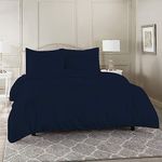 Comforter Cover Double Bed Queen Size Microfiber Feel King Size Duvet Cover II Comforter Cover II Razai Cover II (Dohars) / Quilt Cover for Double Bed with Zipper (92x110 Inch)-Navy Blue Solid