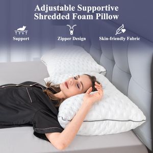 BedStory Shredded Memory Foam Pillows, Pack of 2 – Cooling, Hypoallergenic, 50x75cm