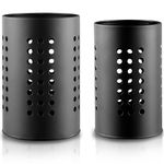 Evanda Kitchen Utensils Holder for Countertop Pack of 2, Stainless Steel Black Utensils Caddy, Farmhouse Stylish Organizer and Kitchen Decor Utensil Crock, Gift for New House New Apartment