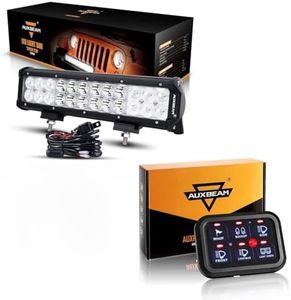 Auxbeam 1pc 12" Combo Light Bar with Wiring Harness + 6 Gang Switch Panel (Blue)