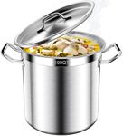 Stainless Steel Stock Pot,100 QT Large Stock Pot with Lid, Heavy Duty Tri-Ply Bottom Commercial Grade Stock Pots for Boiling Cooking Soup Stew Thick Bottom Big Stockpots, Deep Cookware