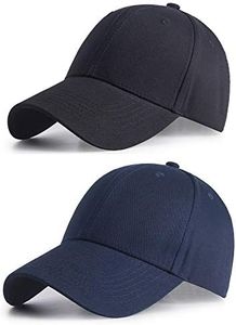 Effnny 2 Pack Full Cotton Casual Hats Baseball Caps for Men Women Four Seasons (Large, 2 Pack Black/Blue)