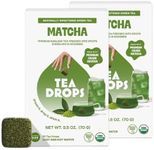 Tea Drops Lightly Sweetened Organic Tea Bulk Box | Matcha Green Tea | Iced or Hot Bagless Instant Tea Beverages Gift Set | Includes Premium Organic Japanese Matcha Powder | 10 Drops per Box