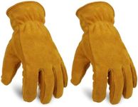OZERO Winter Work Gloves for Men Women, Insulated Leather, Gold, 2 Pairs, M
