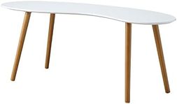 Convenience Concepts Oslo Bean Shaped Coffee Table, White / Bamboo