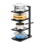 Livzing 4-Tier Adjustable Metal Kitchen Organizer Shelf - Pot Rack, Pan Organizer, Cooker Organizer for Kitchen, Rust-Free & Scratch-Resistant - Space Saving Kitchen Storage Rack