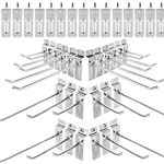 48Pack Slatwall Hooks, 4” & 6” & 8” Heavy Duty Panel Display Hooks, Commercial Grade Slat Board Hooks for Panel, 1/4” Thickness Metal Slatwall Deluxe Hooks for Garage Shop Retail Display, Silver