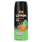 Lynx Jungle Fresh Body Spray deodorant 6x 150 ml with a palm leaf & amber scent 48 hours of odour-busting zinc tech