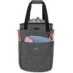 PAVILIA Crochet Bag Knitting Bag Organizer, Yarn Bag Storage Tote for Crocheting On The Go, Knitting Accessories Supplies Holder with Grommets, Gift for Crochet Lovers Knitters (Charcoal Gray)