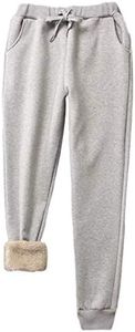 Yeokou Warm Sweatpants Womens Fleece Sherpa Lined Winter Active Running Jogger Pants(X-Small, Light Grey)