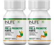 INLIFE Prebiotic and Probiotics Forte Supplement for Men & Women 25 billion CFU with 14 Strains | Digestion Gut & Immunity Health Supplement - 60 Vegetarian Capsules (2 Pack)