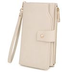 UTO Wallets for Women Wristlet RFID Large Capacity Leather Vegan Clutch Card Holder Organizer Ladies Purse Wrist Strap CA