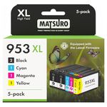 Matsuro 953 XL Multipack Ink Cartridges Replacement for HP 953 XL with Upgraded Chip Compatible for HP Officejet pro 7720 7730 7740 8210 8710 8715 8720 8725 8730 (2x Black XL & 1x C/M/Y)